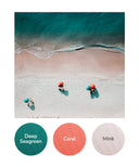 Deep Seagreen, Coral, Mink
