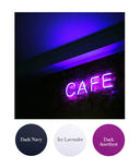 Dark Navy, Ice Lavender, Dark Amethyst