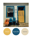 Mustard, Neptune Blue, Sandstone