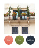 Coral, Moss, Dark Denim