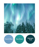 French Blue, Sea Green, Midnight Teal