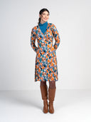 Long Sleeve Printed Wrap Dress