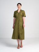Short Sleeve Linen Shirt Dress