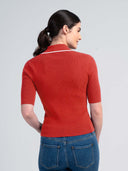 Collared 1/2 Sleeve Rib Top