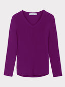 Long Sleeve Cotton Rib V