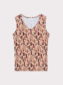 Dash Print Sleeveless V Neck Top