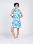 Sleeveless Printed Linen Shift Dress